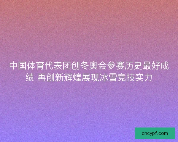 中国体育代表团创冬奥会参赛历史最好成绩 再创新辉煌展现冰雪竞技实力