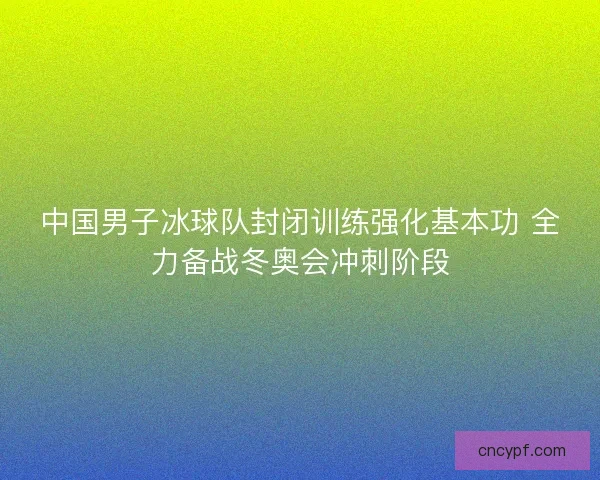 中国男子冰球队封闭训练强化基本功 全力备战冬奥会冲刺阶段